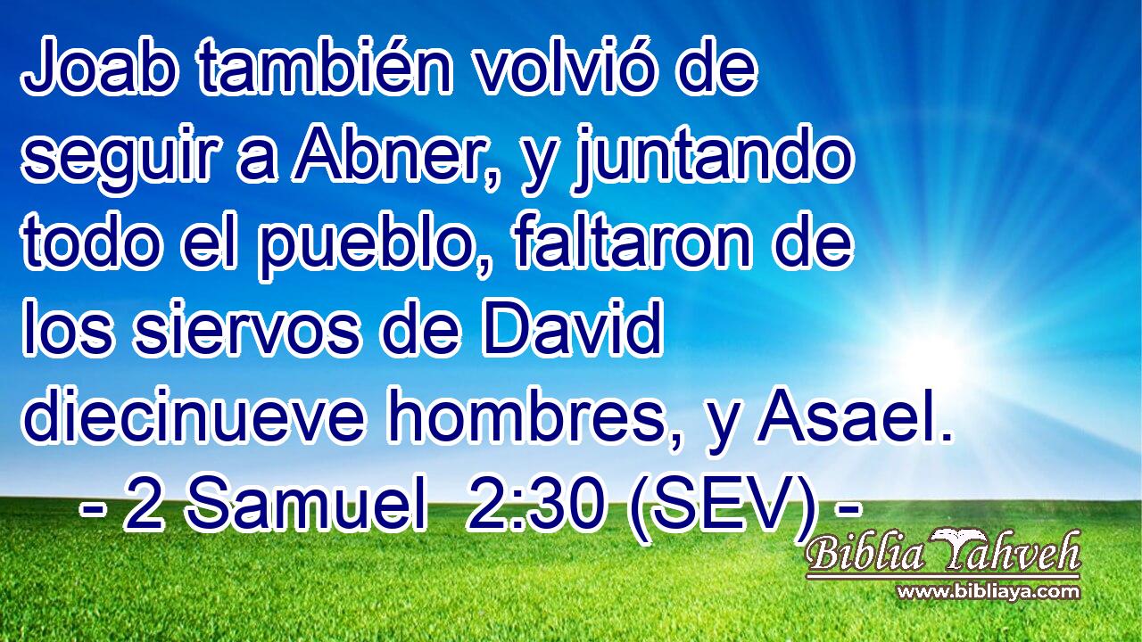 Joab también volvió de seguir a Abner, y juntando todo el pueblo, faltaron de los siervos de David diecinueve hombres, y Asael.