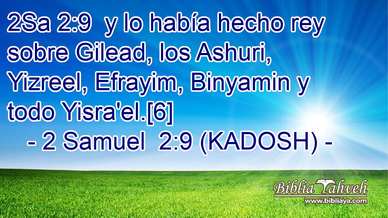  y lo había hecho rey sobre Gilead, los Ashuri, Yizreel, Efrayim, Binyamin y todo Yisra'el.[6] 