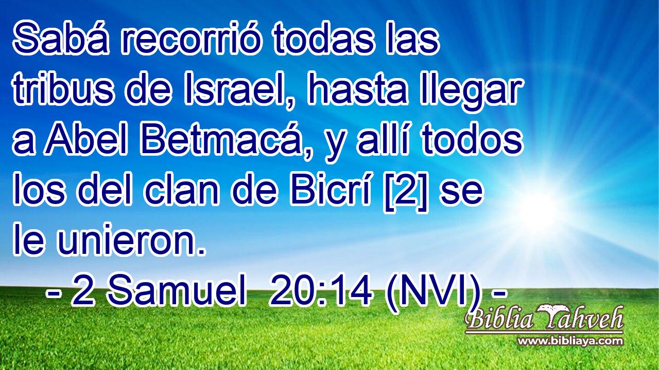  Sabá recorrió todas las tribus de Israel, hasta llegar a Abel Betmacá, y allí todos los del clan de Bicrí [2] se le unieron. 