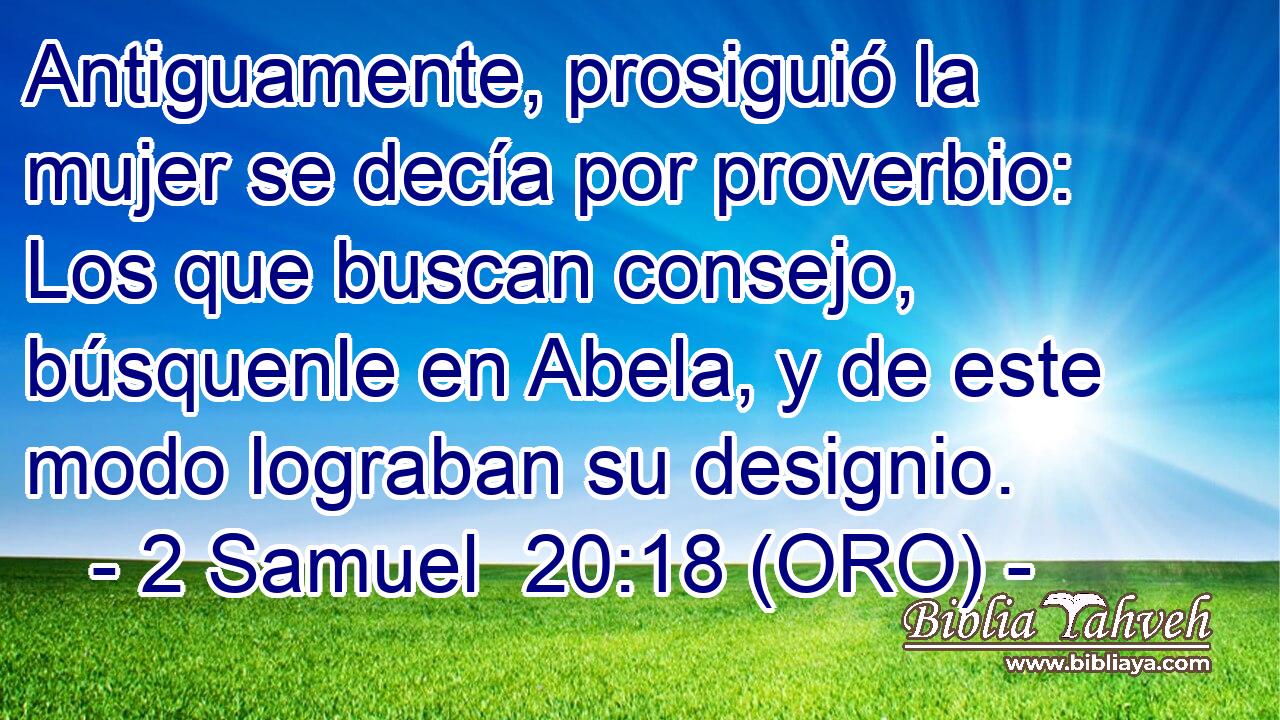  Antiguamente, prosiguió la mujer se decía por proverbio: Los que buscan consejo, búsquenle en Abela, y de este modo lograban su designio. 