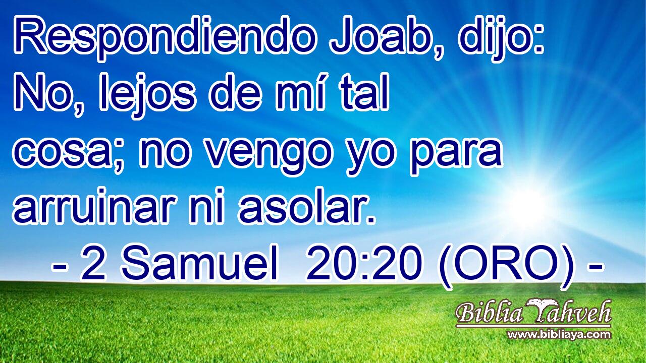  Respondiendo Joab, dijo: No, lejos de mí tal cosa; no vengo yo para arruinar ni asolar. 