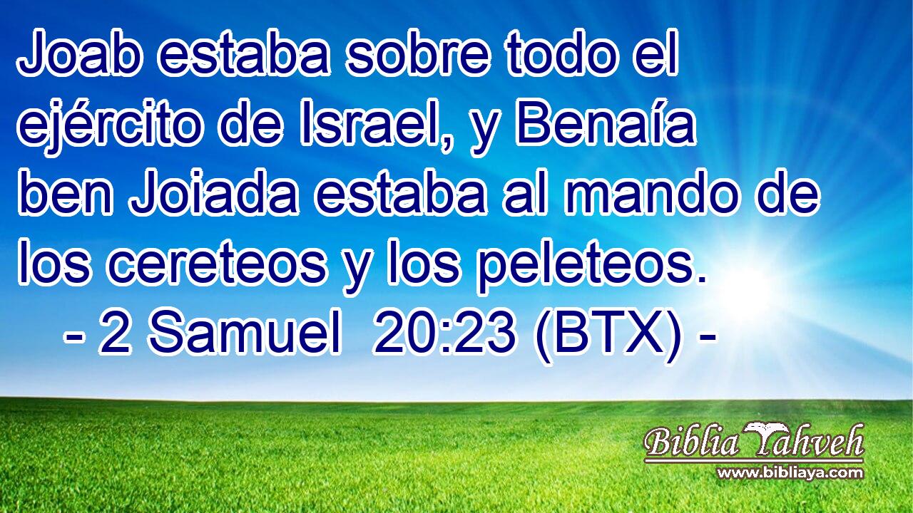 Joab estaba sobre todo el ejército de Israel, y Benaía ben Joiada estaba al mando de los cereteos y los peleteos.