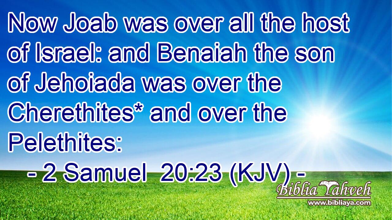 Now Joab was over all the host of Israel: and Benaiah the son of Jehoiada was over the Cherethites* and over the Pelethites: