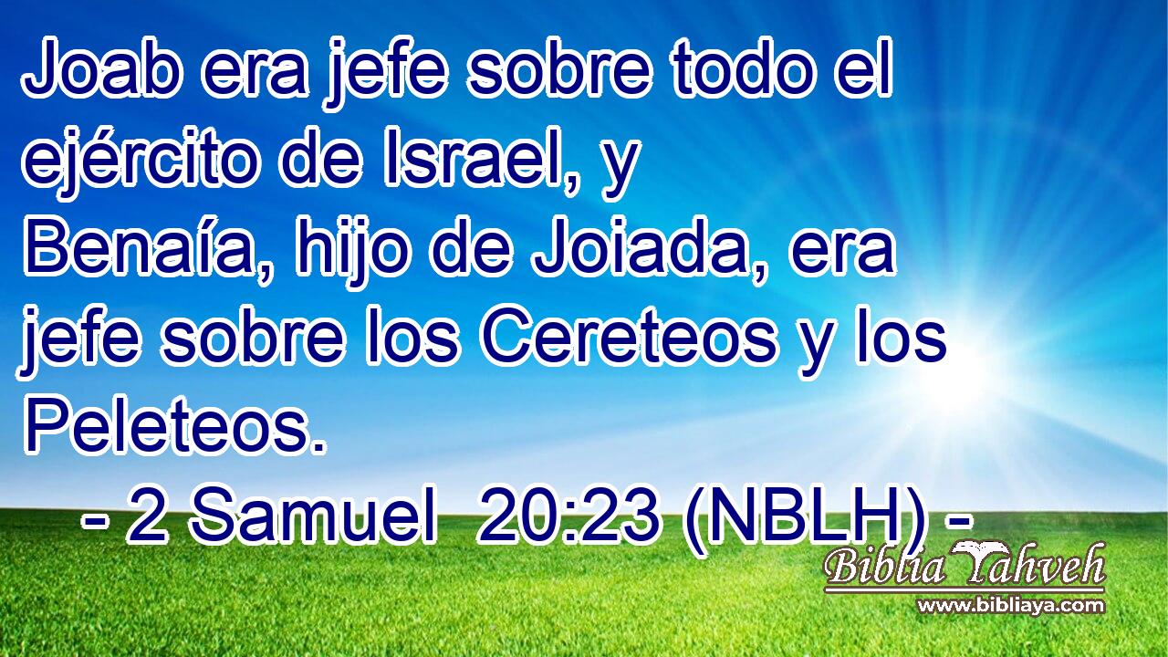  Joab era jefe sobre todo el ejército de Israel, y Benaía, hijo de Joiada, era jefe sobre los Cereteos y los Peleteos. 