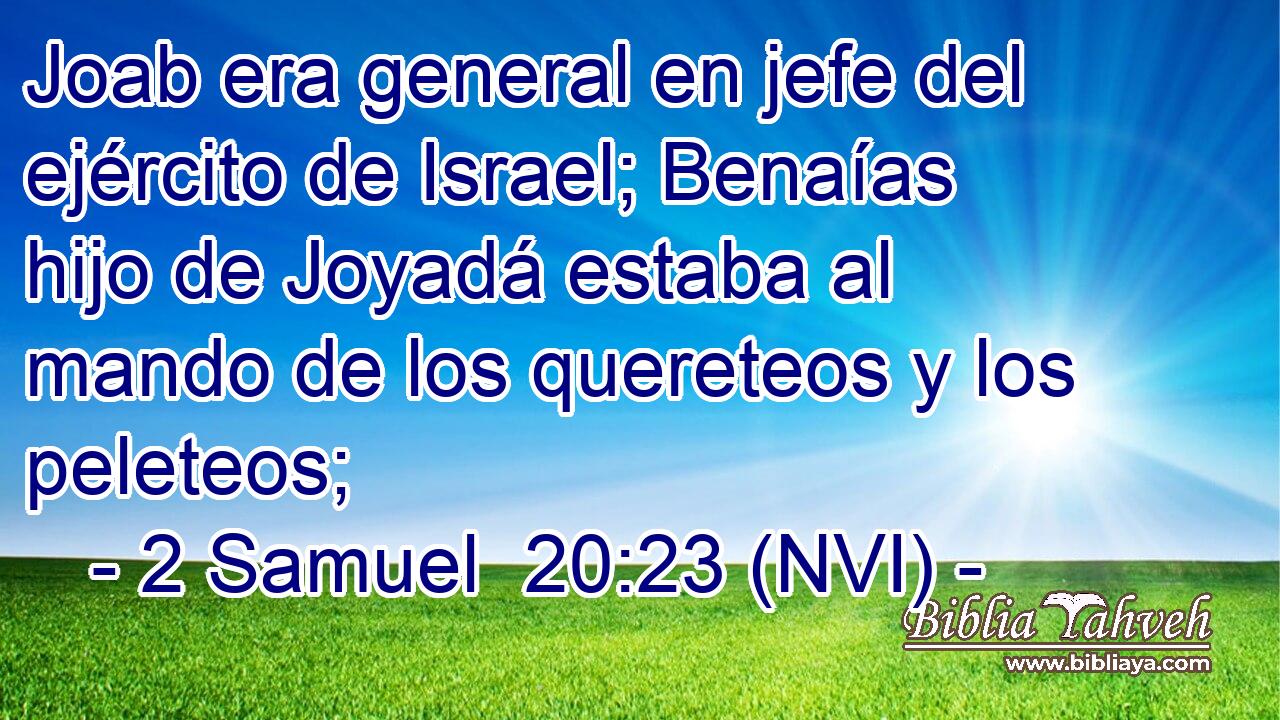  Joab era general en jefe del ejército de Israel; Benaías hijo de Joyadá estaba al mando de los quereteos y los peleteos; 