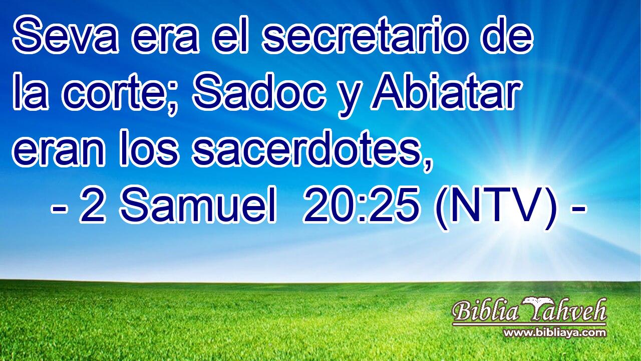 Seva era el secretario de la corte; Sadoc y Abiatar eran los sacerdotes,