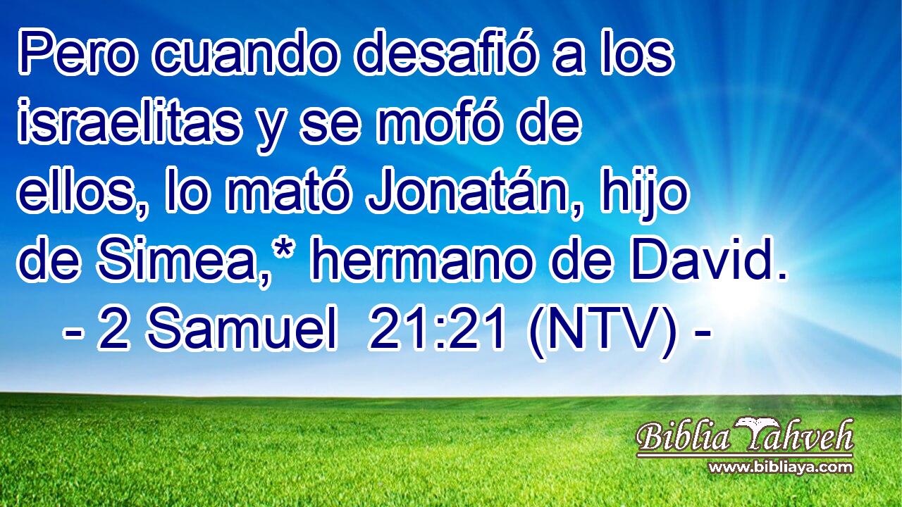 Pero cuando desafió a los israelitas y se mofó de ellos, lo mató Jonatán, hijo de Simea,* hermano de David.