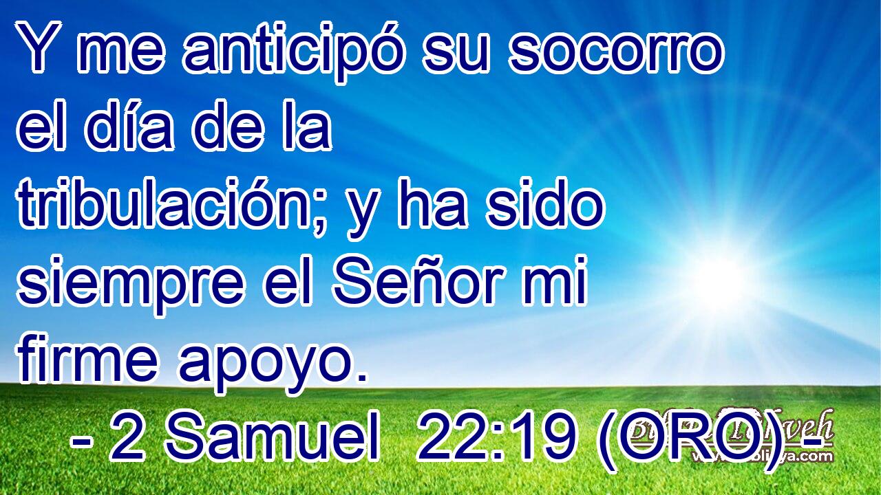  Y me anticipó su socorro el día de la tribulación; y ha sido siempre el Señor mi firme apoyo. 