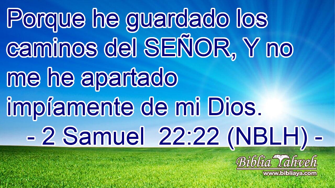  Porque he guardado los caminos del SEÑOR, Y no me he apartado impíamente de mi Dios. 