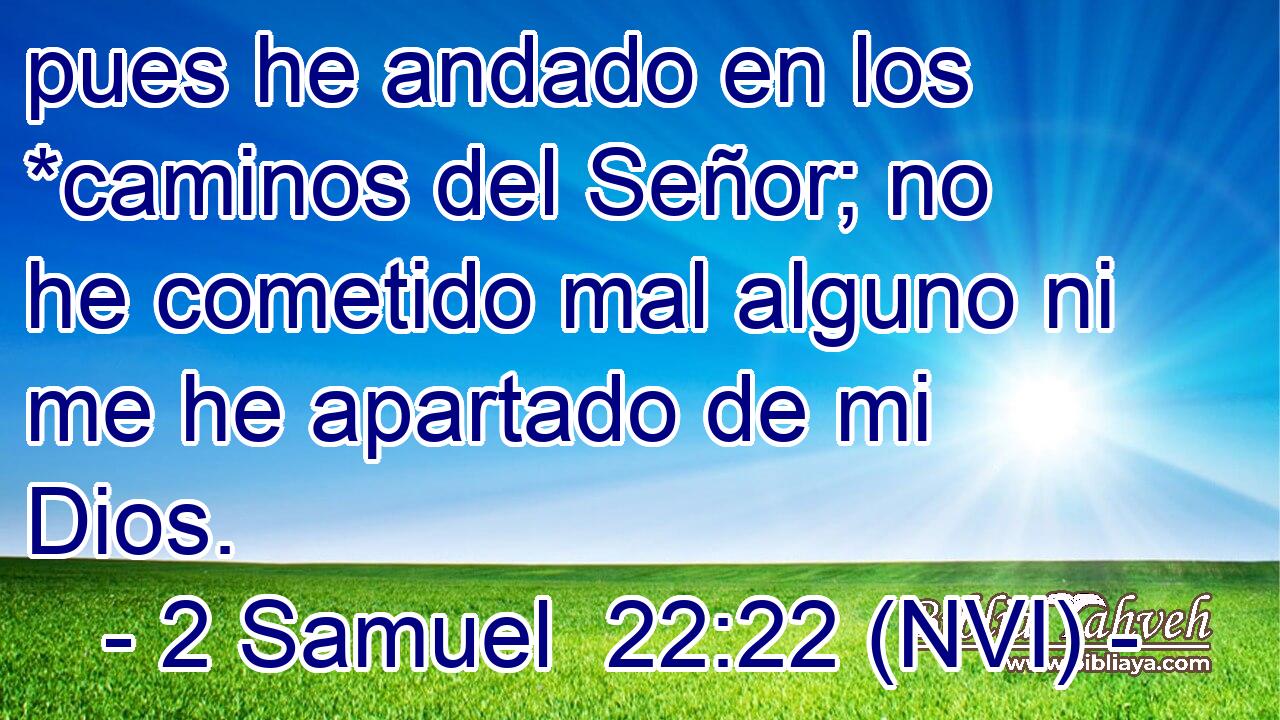  pues he andado en los *caminos del Señor; no he cometido mal alguno ni me he apartado de mi Dios. 