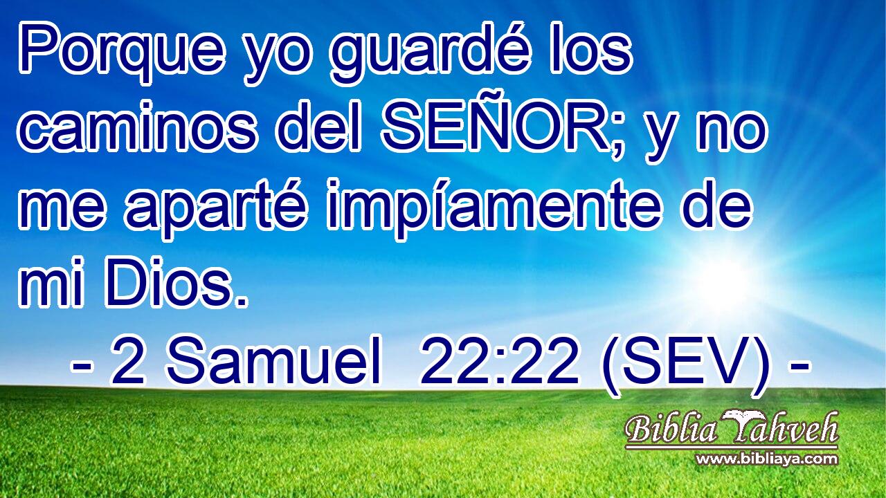 Porque yo guardé los caminos del SEÑOR; y no me aparté impíamente de mi Dios.