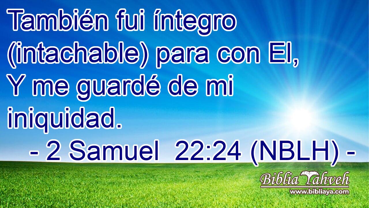  También fui íntegro (intachable) para con El, Y me guardé de mi iniquidad. 