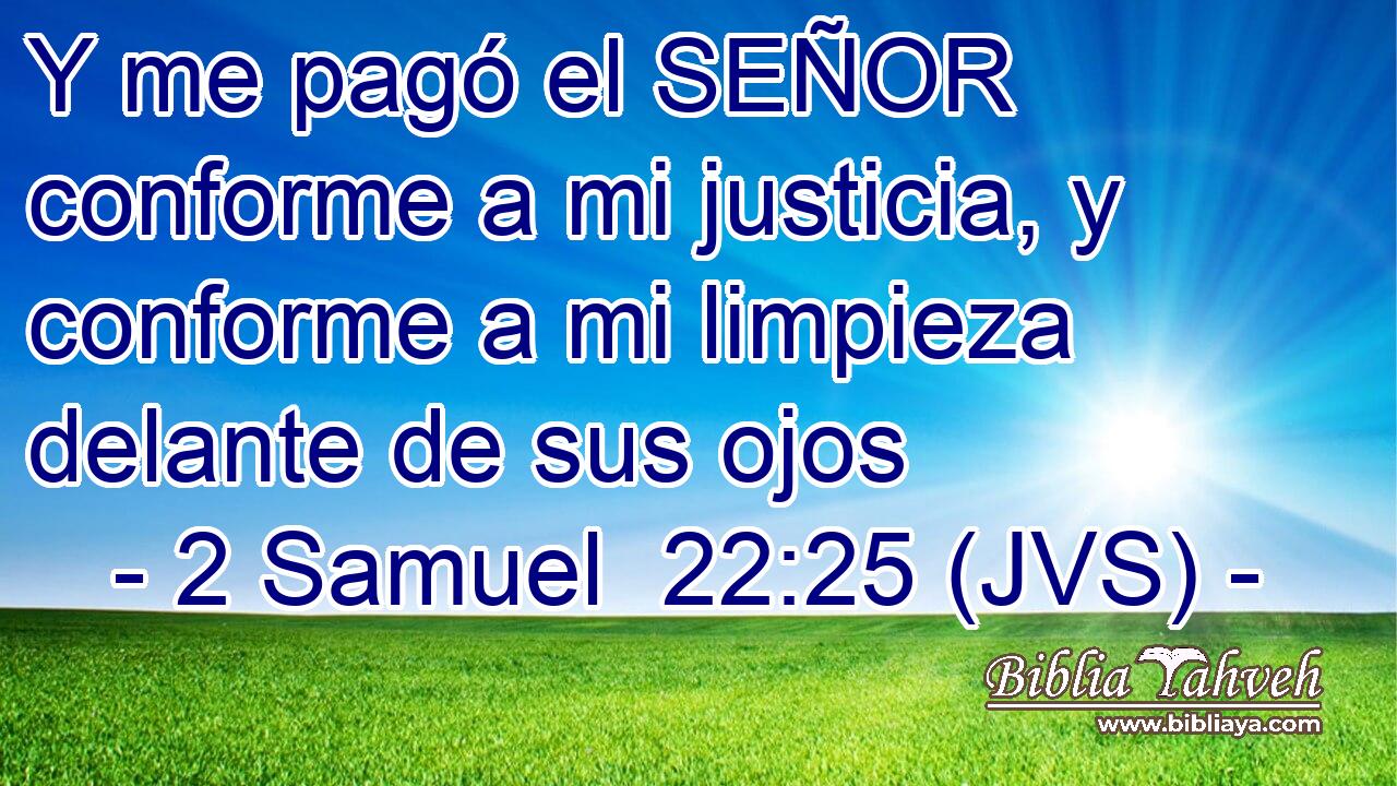 Y me pagó el SEÑOR conforme a mi justicia, y conforme a mi limpieza delante de sus ojos