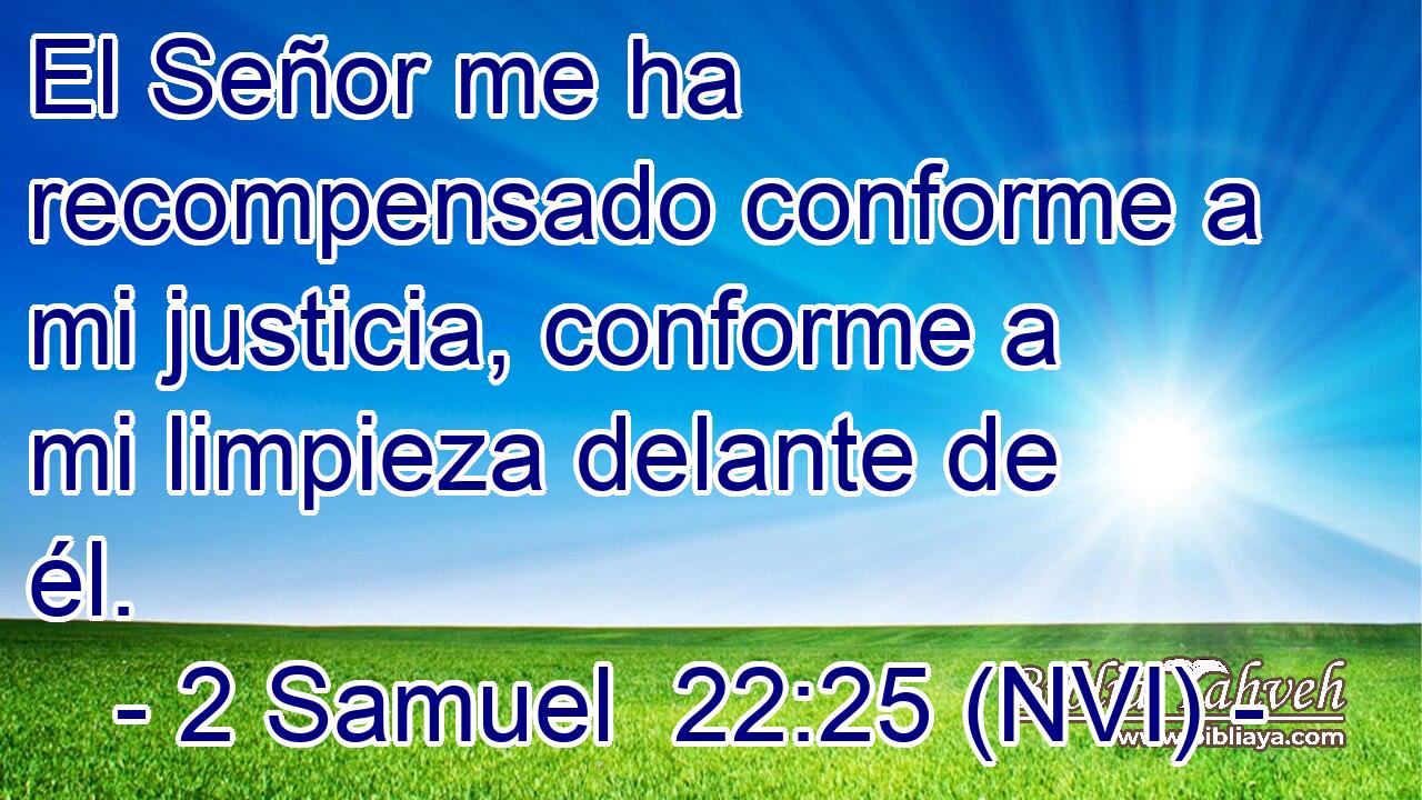  El Señor me ha recompensado conforme a mi justicia, conforme a mi limpieza delante de él. 