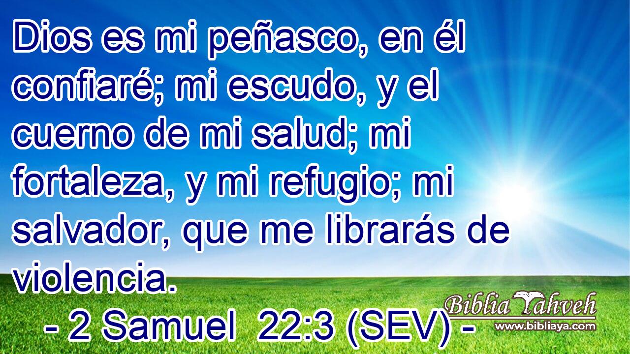 Dios es mi peñasco, en él confiaré; mi escudo, y el cuerno de mi salud; mi fortaleza, y mi refugio; mi salvador, que me librarás de violencia.