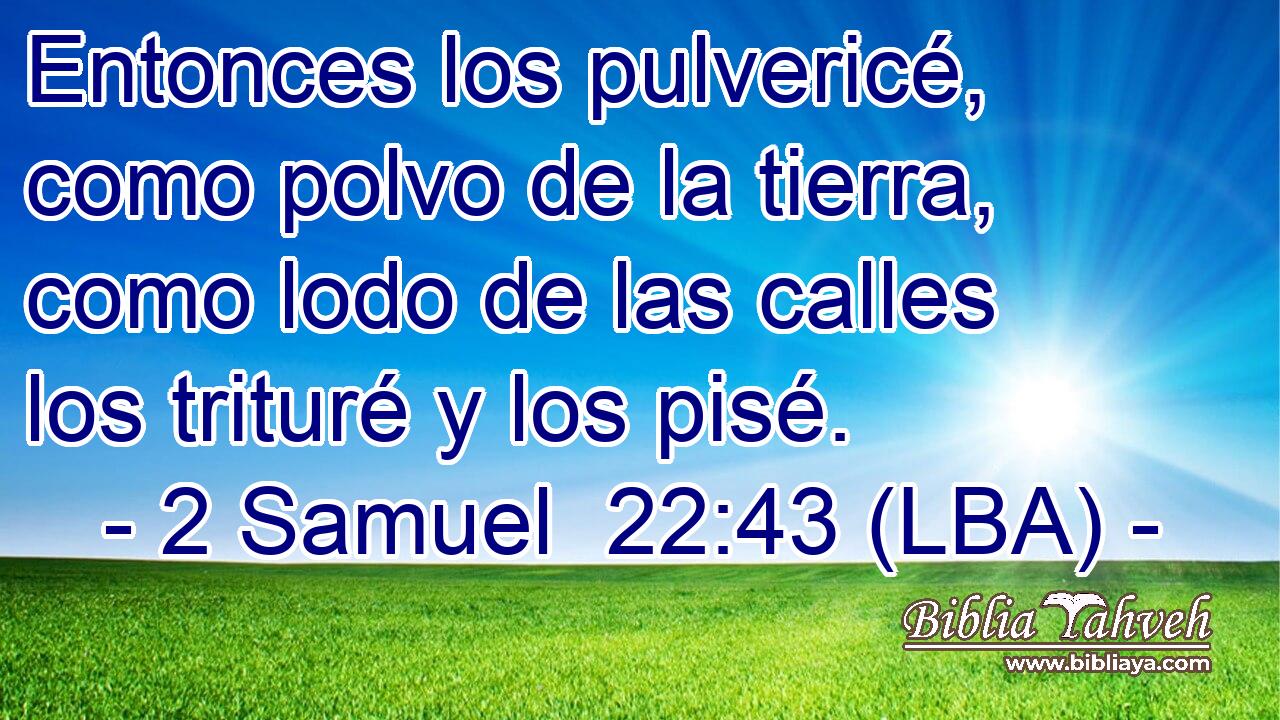 Entonces los pulvericé, como polvo de la tierra, como lodo de las calles los trituré y los pisé.