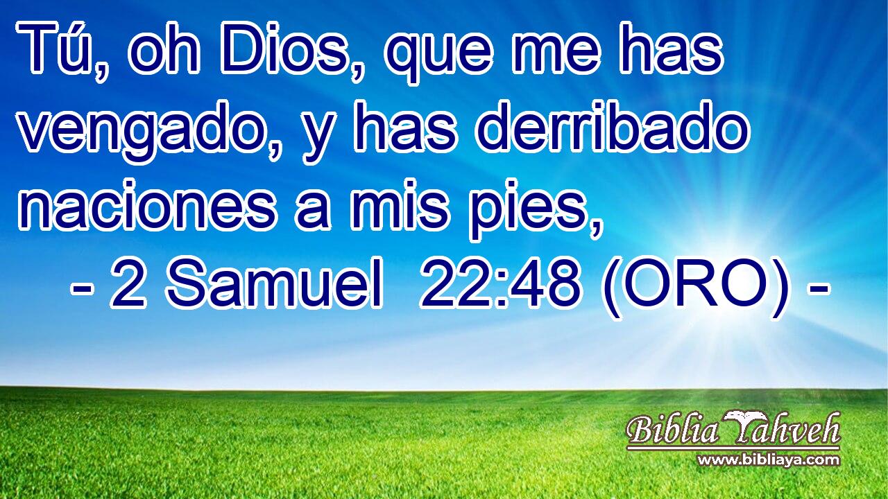  Tú, oh Dios, que me has vengado, y has derribado naciones a mis pies, 