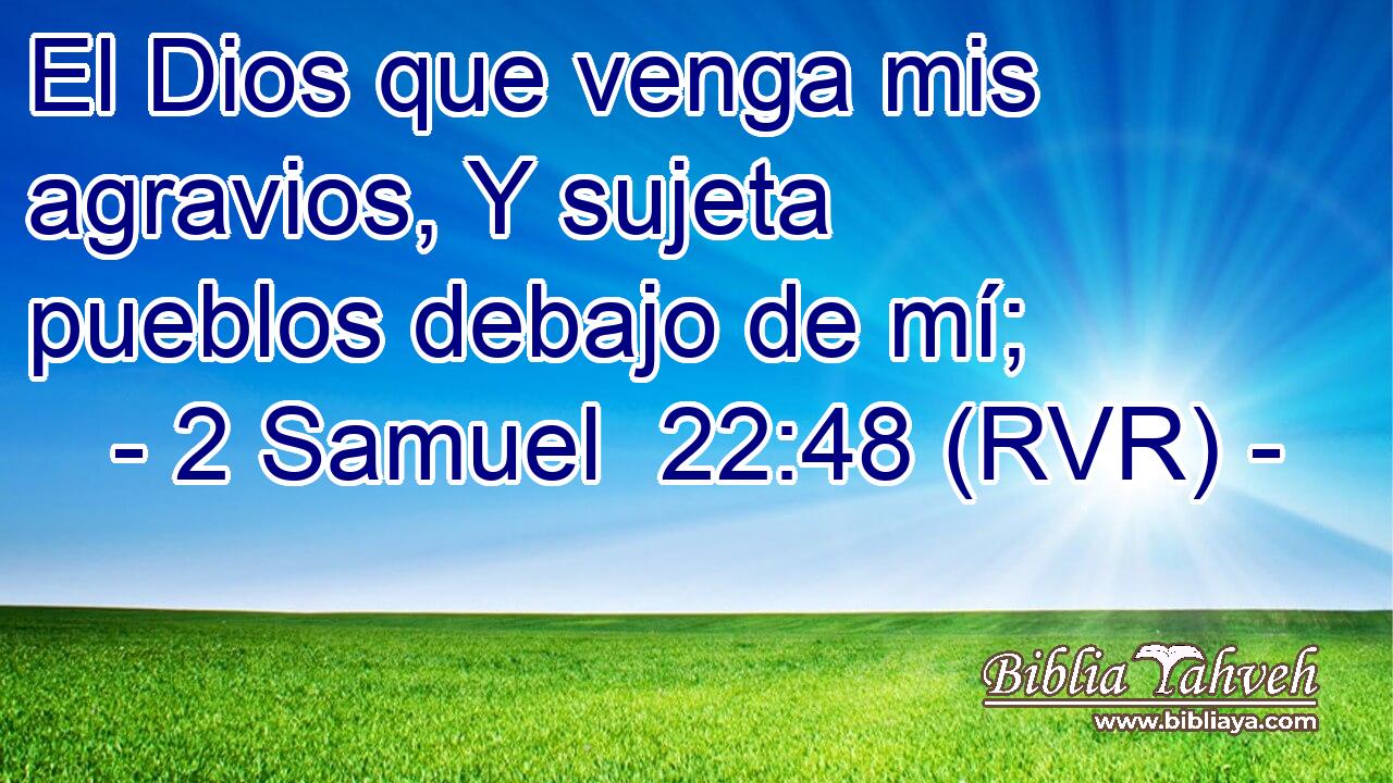 El Dios que venga mis agravios, Y sujeta pueblos debajo de mí;
