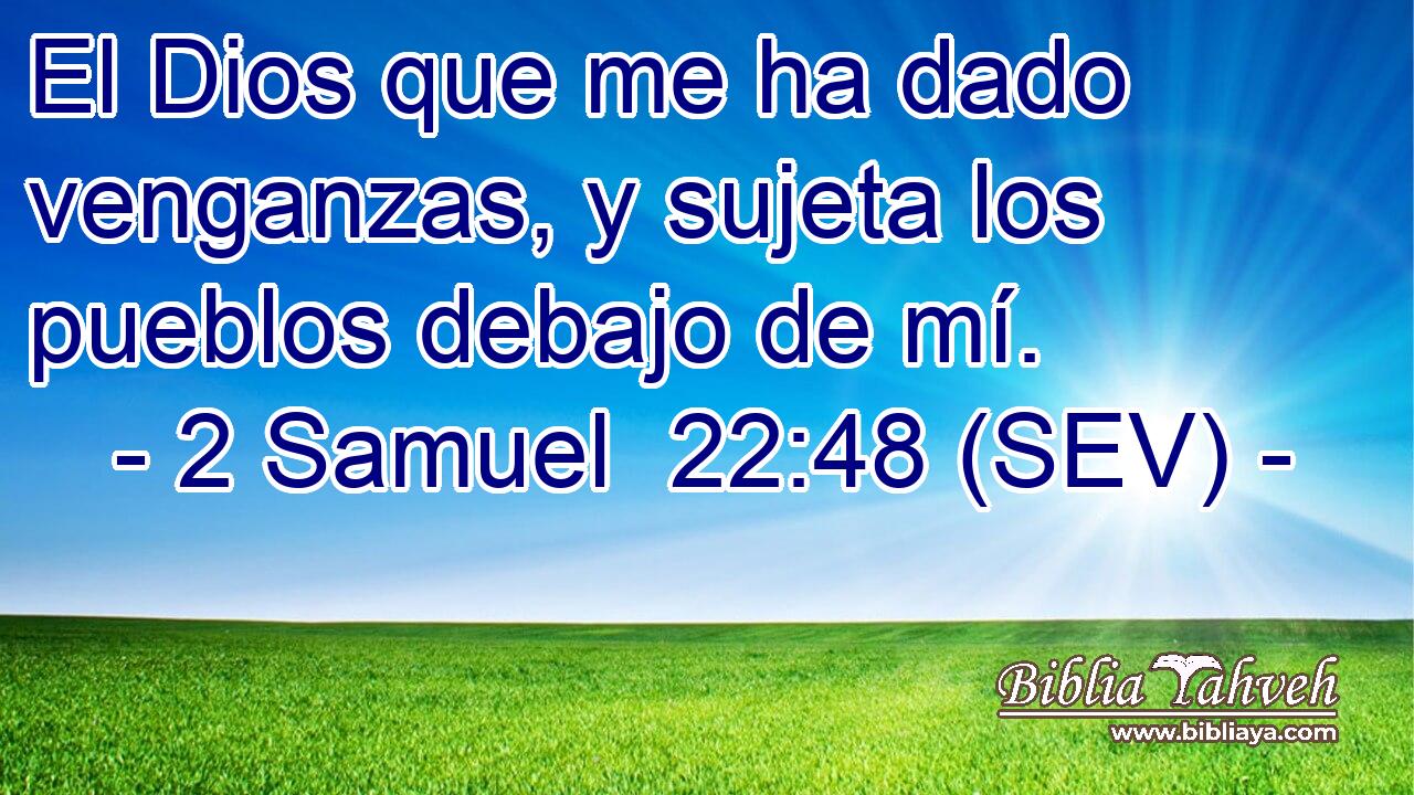 El Dios que me ha dado venganzas, y sujeta los pueblos debajo de mí.