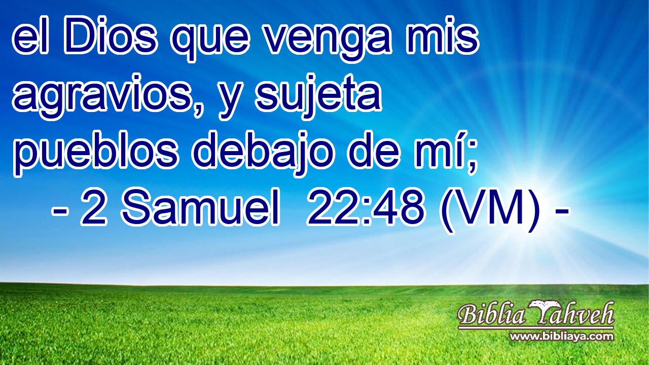  el Dios que venga mis agravios, y sujeta pueblos debajo de mí; 
