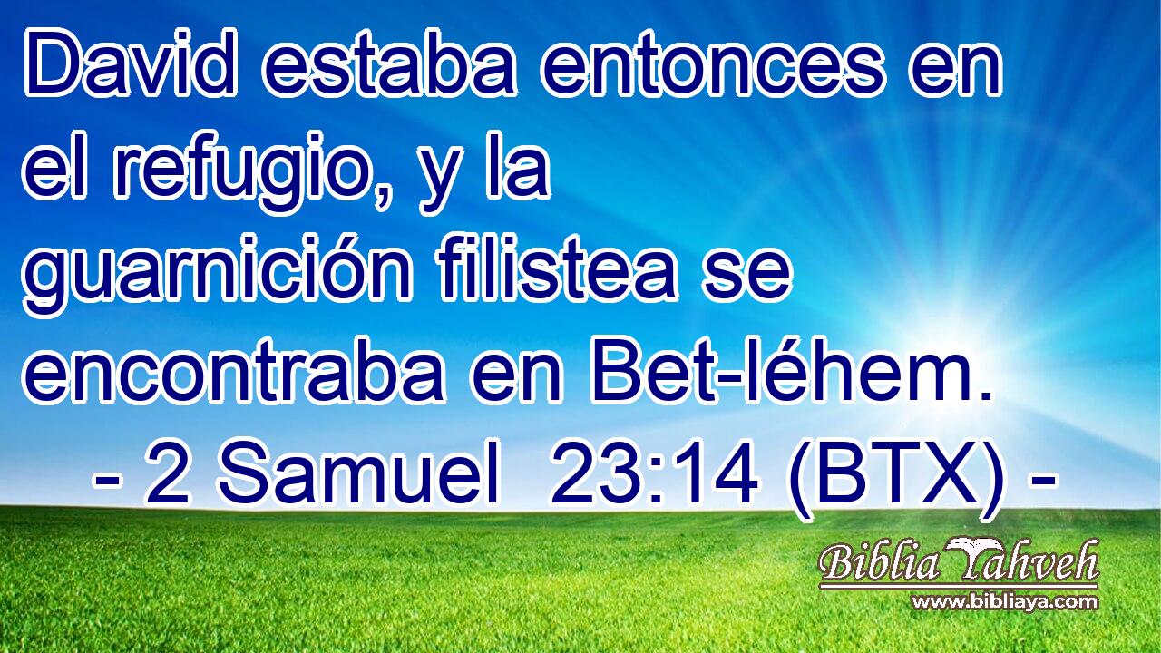 David estaba entonces en el refugio, y la guarnición filistea se encontraba en Bet-léhem.