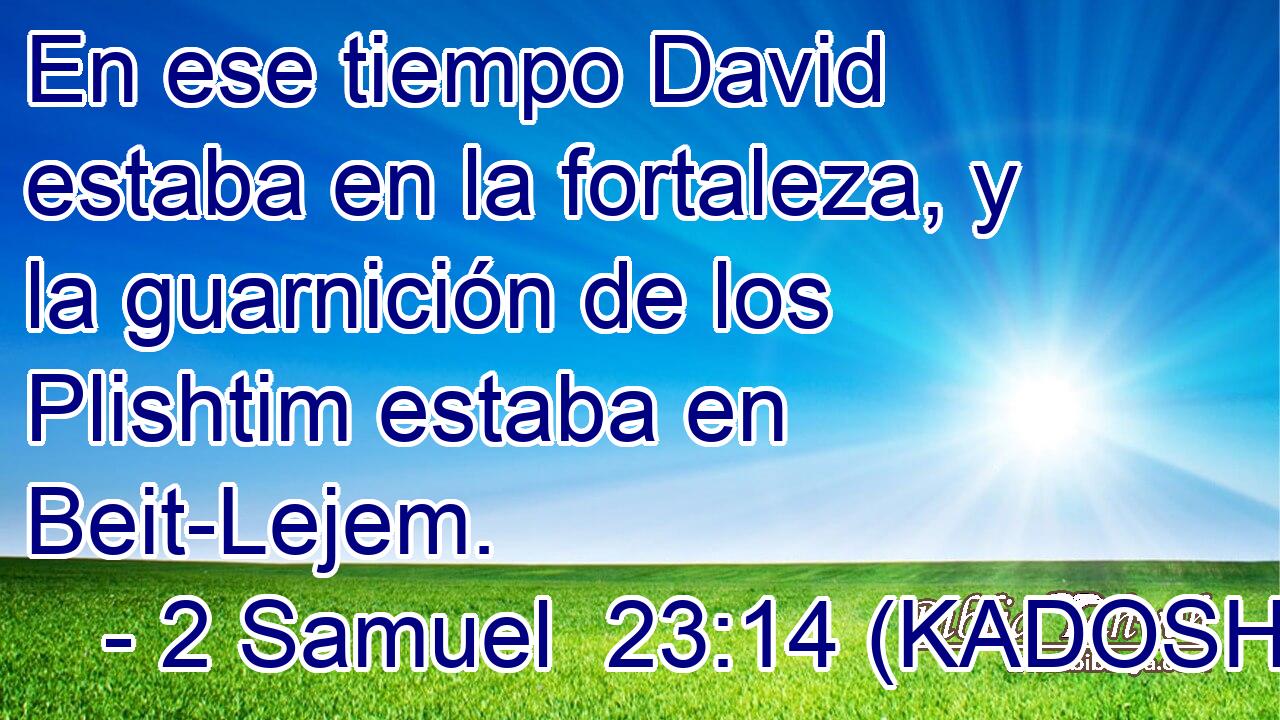  En ese tiempo David estaba en la fortaleza, y la guarnición de los Plishtim estaba en Beit-Lejem. 