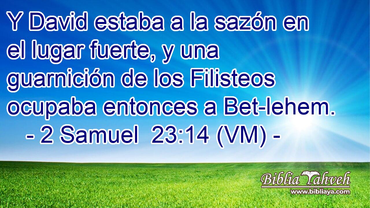  Y David estaba a la sazón en el lugar fuerte, y una guarnición de los Filisteos ocupaba entonces a Bet-lehem. 