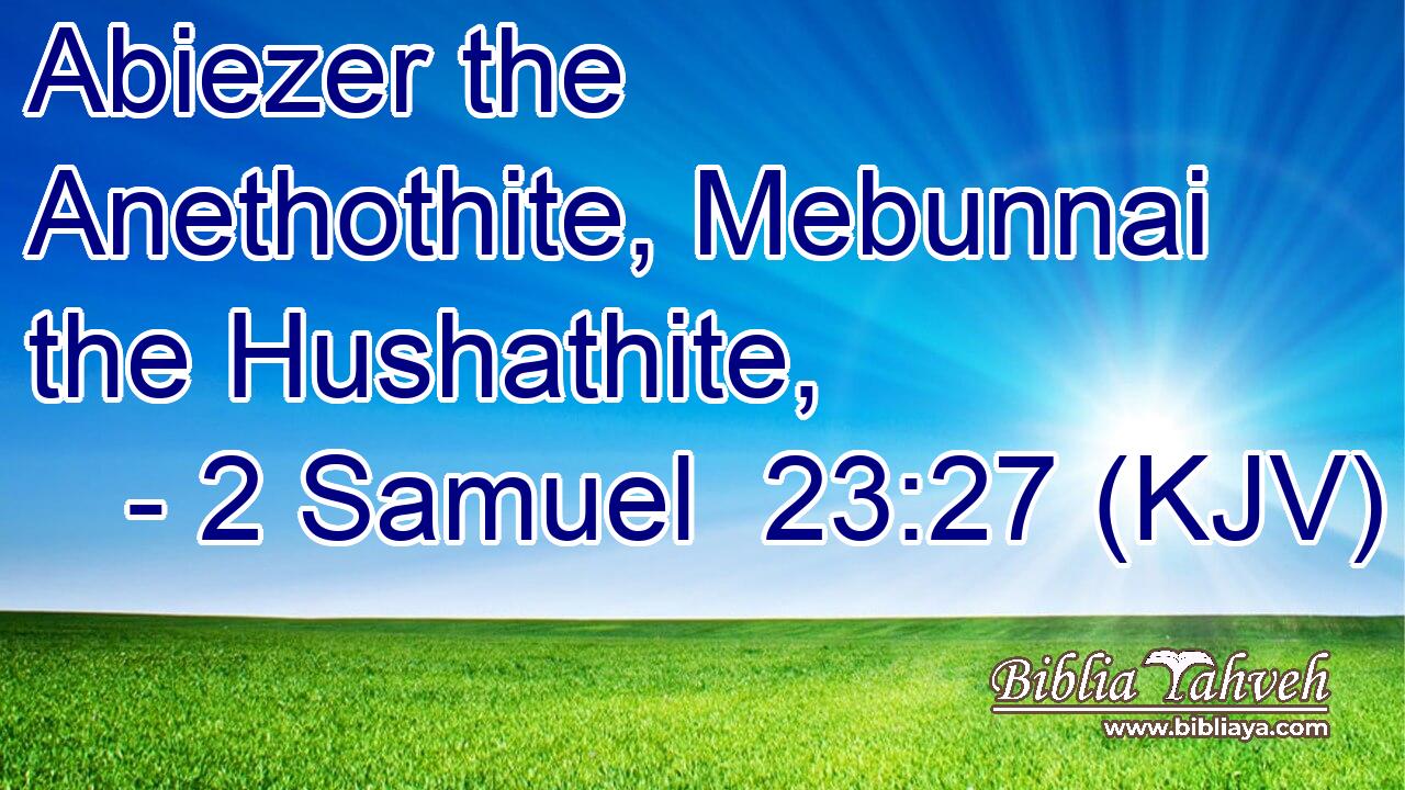 Abiezer the Anethothite, Mebunnai the Hushathite,