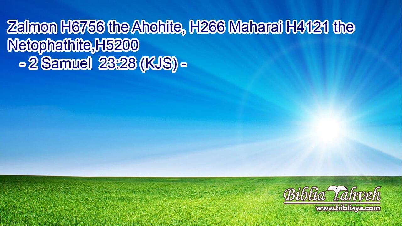 Zalmon H6756 the Ahohite, H266 Maharai H4121 the Netophathite,H5200