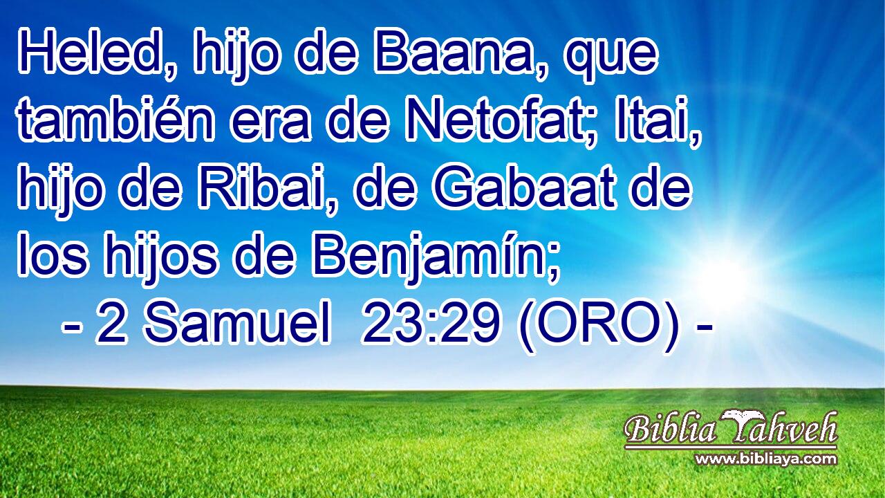  Heled, hijo de Baana, que también era de Netofat; Itai, hijo de Ribai, de Gabaat de los hijos de Benjamín; 