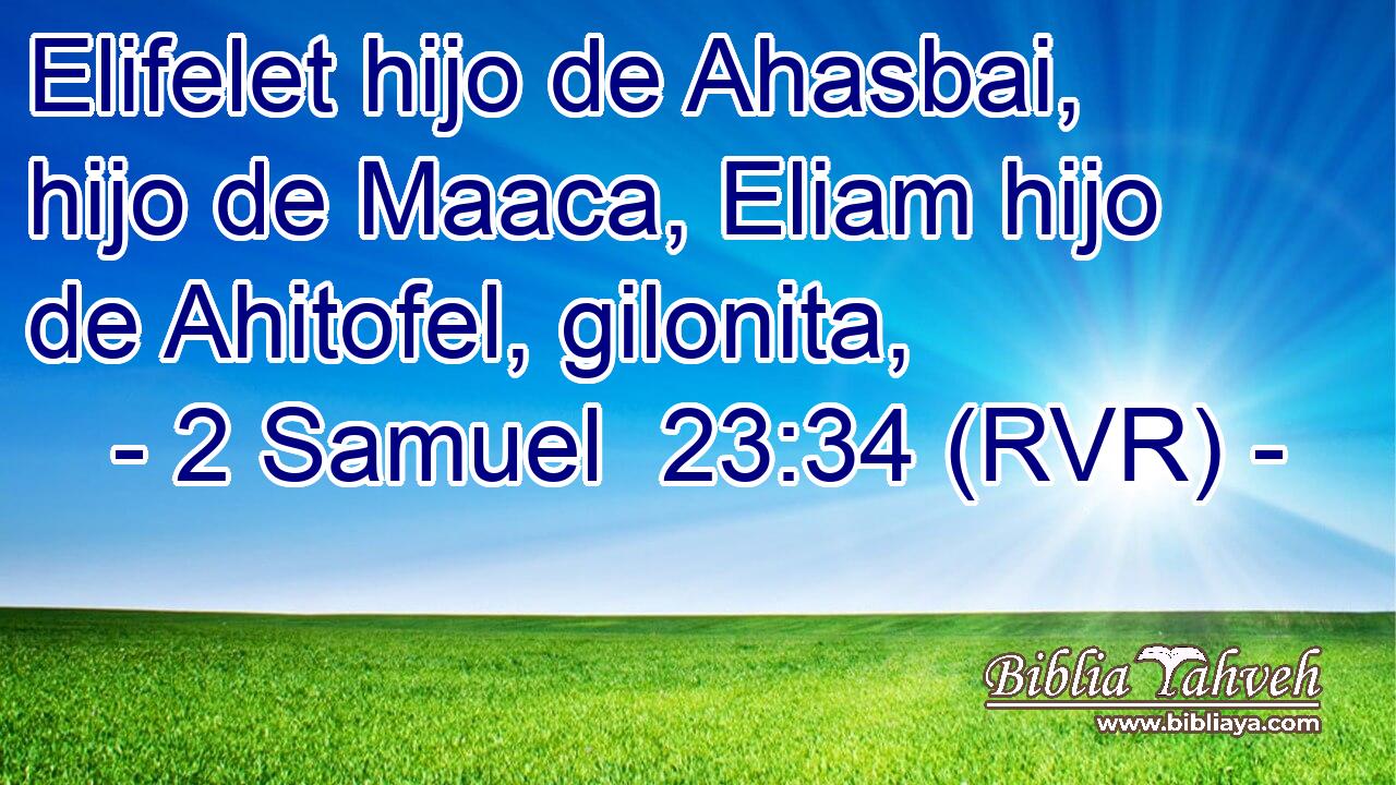 Elifelet hijo de Ahasbai, hijo de Maaca, Eliam hijo de Ahitofel, gilonita,