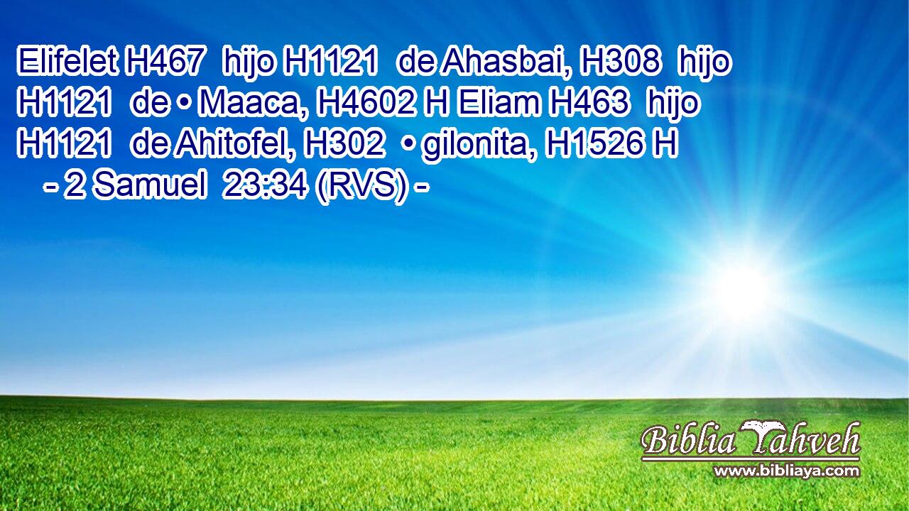 Elifelet H467  hijo H1121  de Ahasbai, H308  hijo H1121  de • Maaca, H4602 H Eliam H463  hijo H1121  de Ahitofel, H302  • gilonita, H1526 H 