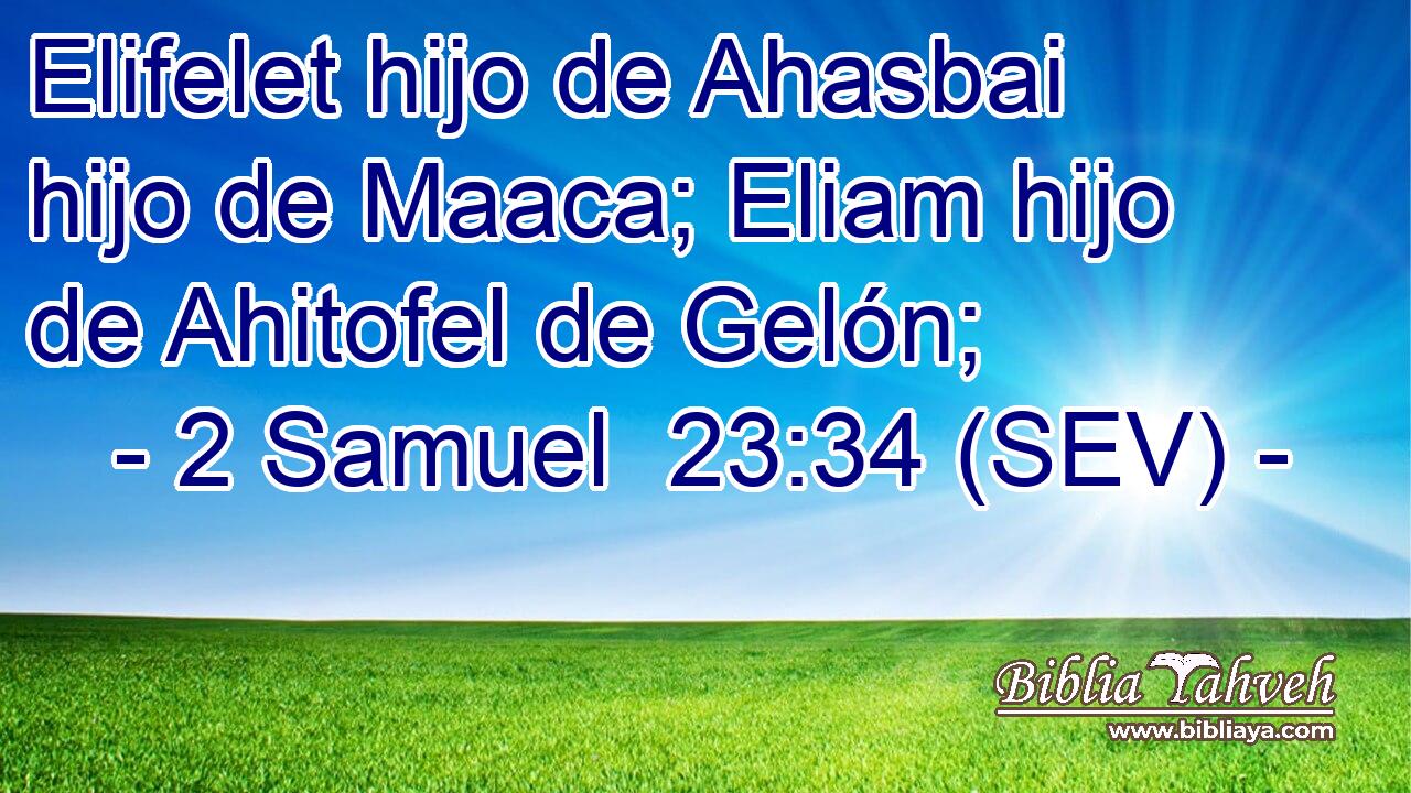 Elifelet hijo de Ahasbai hijo de Maaca; Eliam hijo de Ahitofel de Gelón;