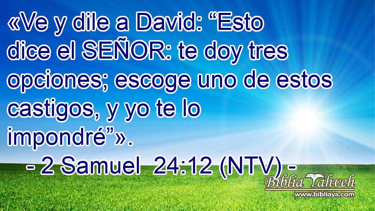 «Ve y dile a David: “Esto dice el SEÑOR: te doy tres opciones; escoge uno de estos castigos, y yo te lo impondré”».