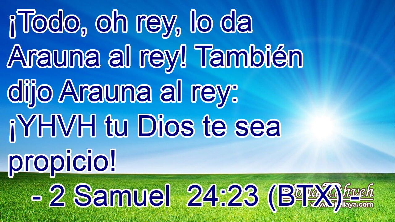 ¡Todo, oh rey, lo da Arauna al rey! También dijo Arauna al rey: ¡YHVH tu Dios te sea propicio!
