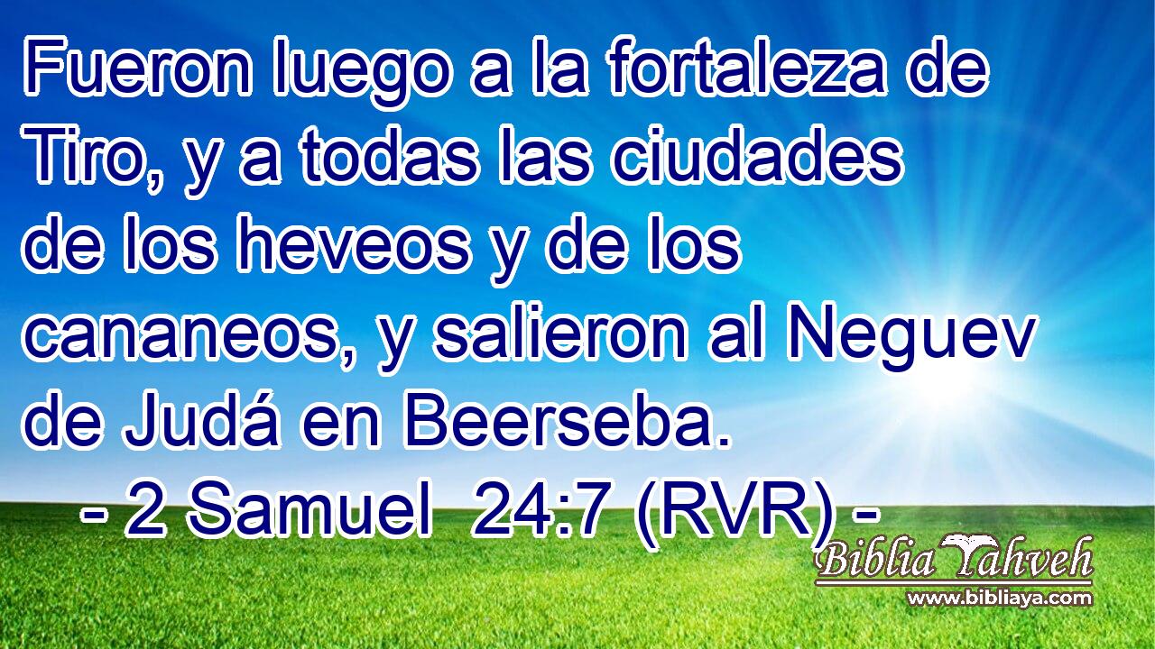 Fueron luego a la fortaleza de Tiro, y a todas las ciudades de los heveos y de los cananeos, y salieron al Neguev de Judá en Beerseba.