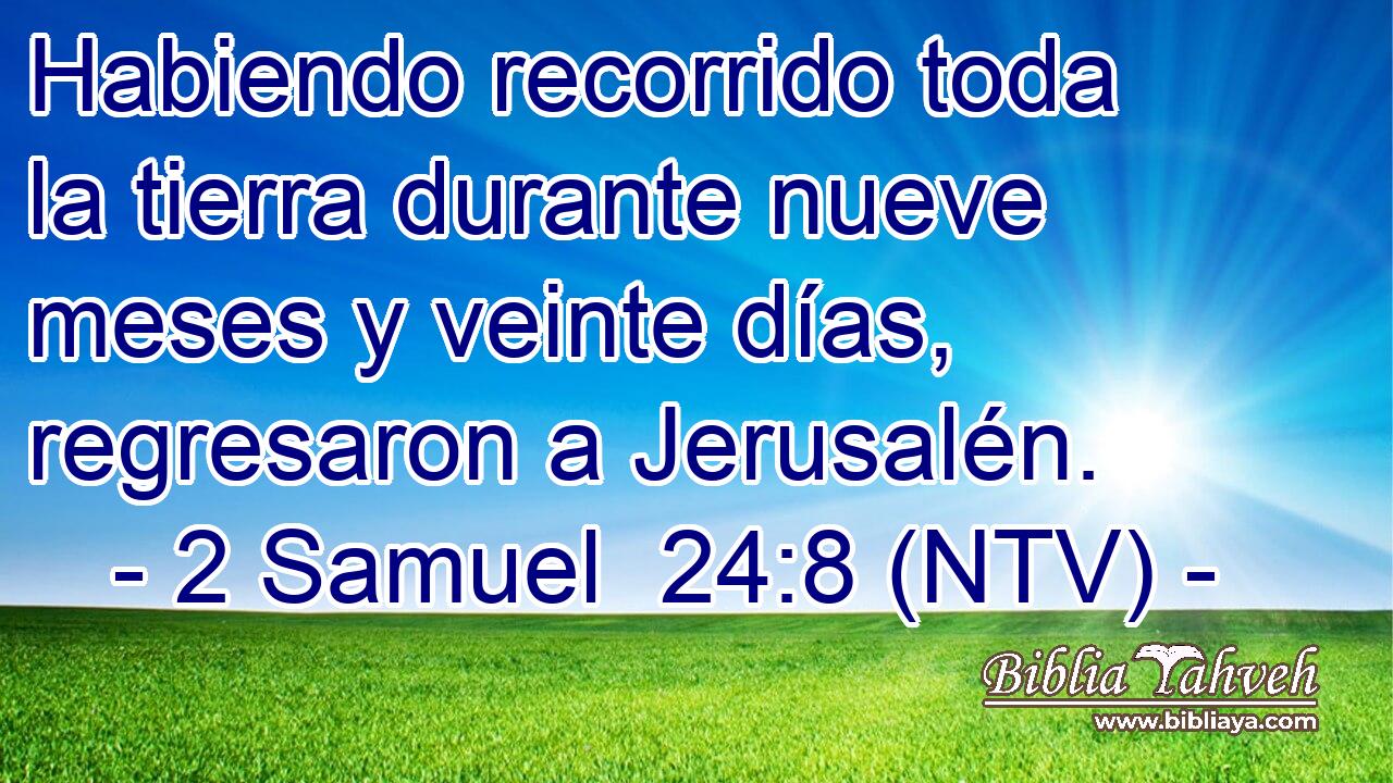 Habiendo recorrido toda la tierra durante nueve meses y veinte días, regresaron a Jerusalén.