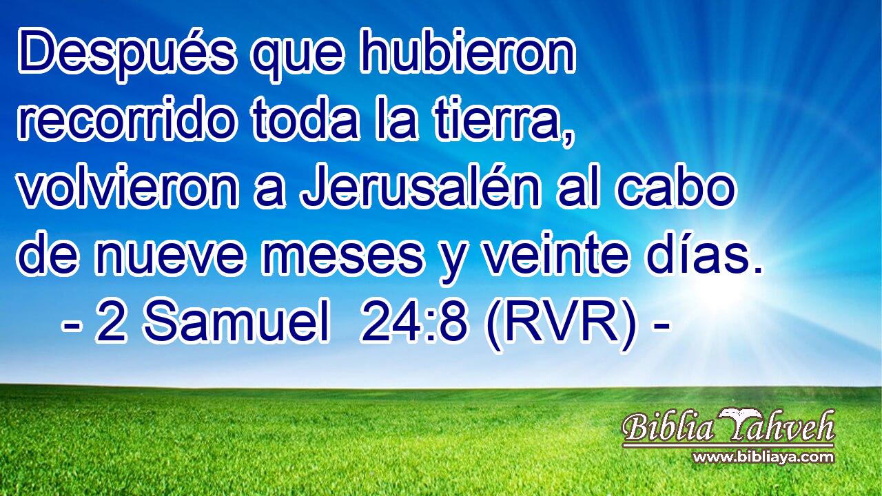 Después que hubieron recorrido toda la tierra, volvieron a Jerusalén al cabo de nueve meses y veinte días.