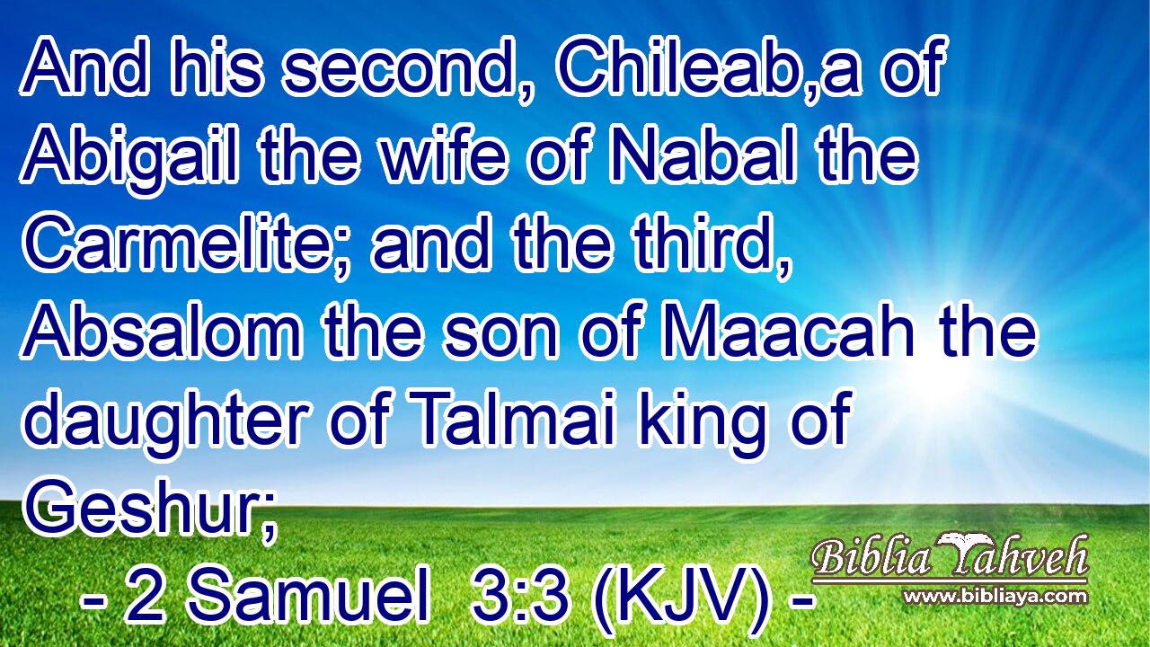 And his second, Chileab,a of Abigail the wife of Nabal the Carmelite; and the third, Absalom the son of Maacah the daughter of Talmai king of Geshur;