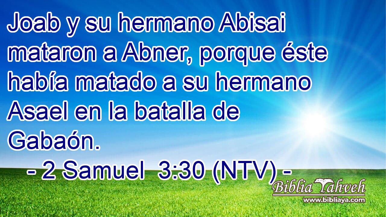 Joab y su hermano Abisai mataron a Abner, porque éste había matado a su hermano Asael en la batalla de Gabaón.
