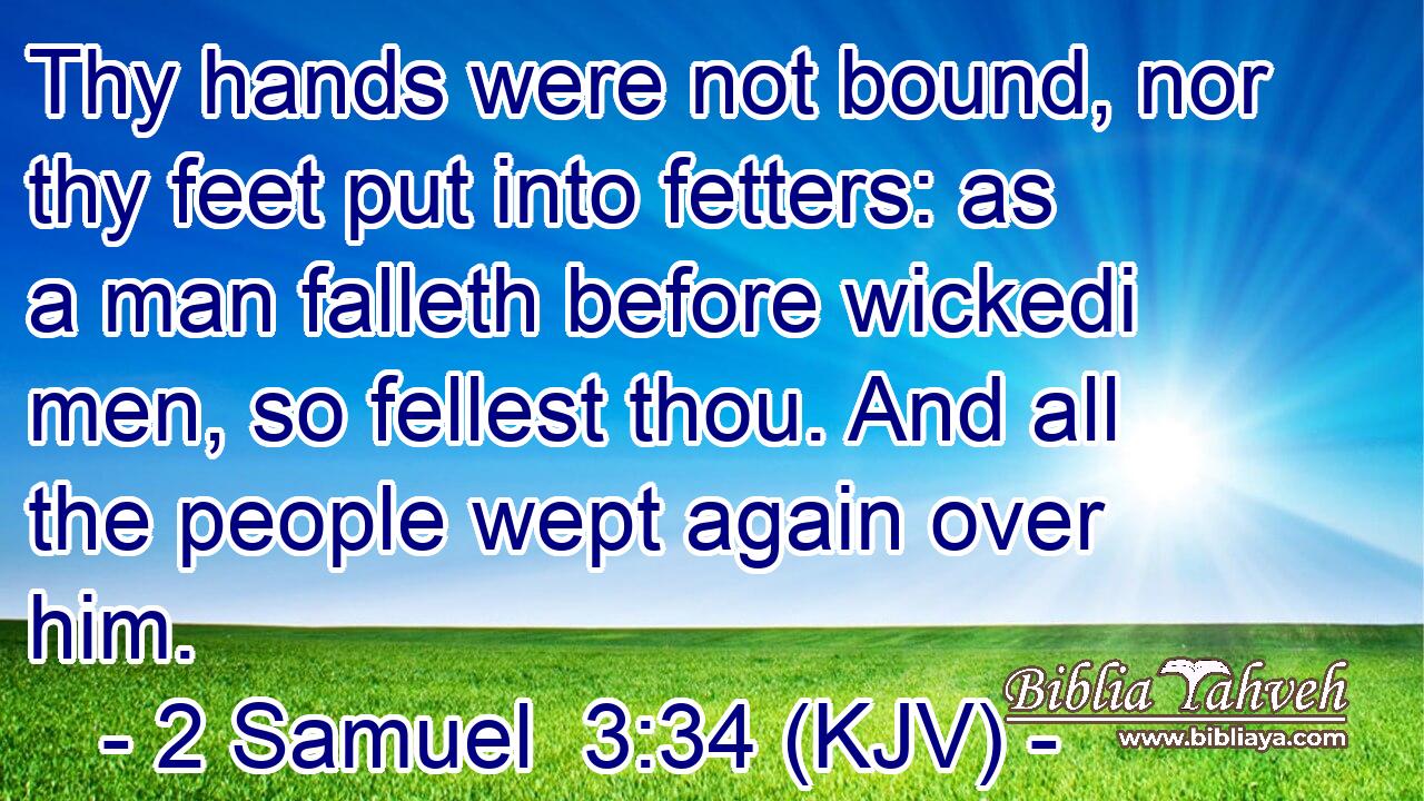 Thy hands were not bound, nor thy feet put into fetters: as a man falleth before wickedi men, so fellest thou. And all the people wept again over him.
