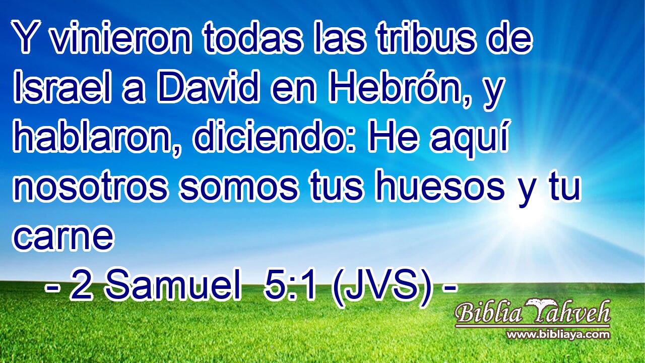 Y vinieron todas las tribus de Israel a David en Hebrón, y hablaron, diciendo: He aquí nosotros somos tus huesos y tu carne
