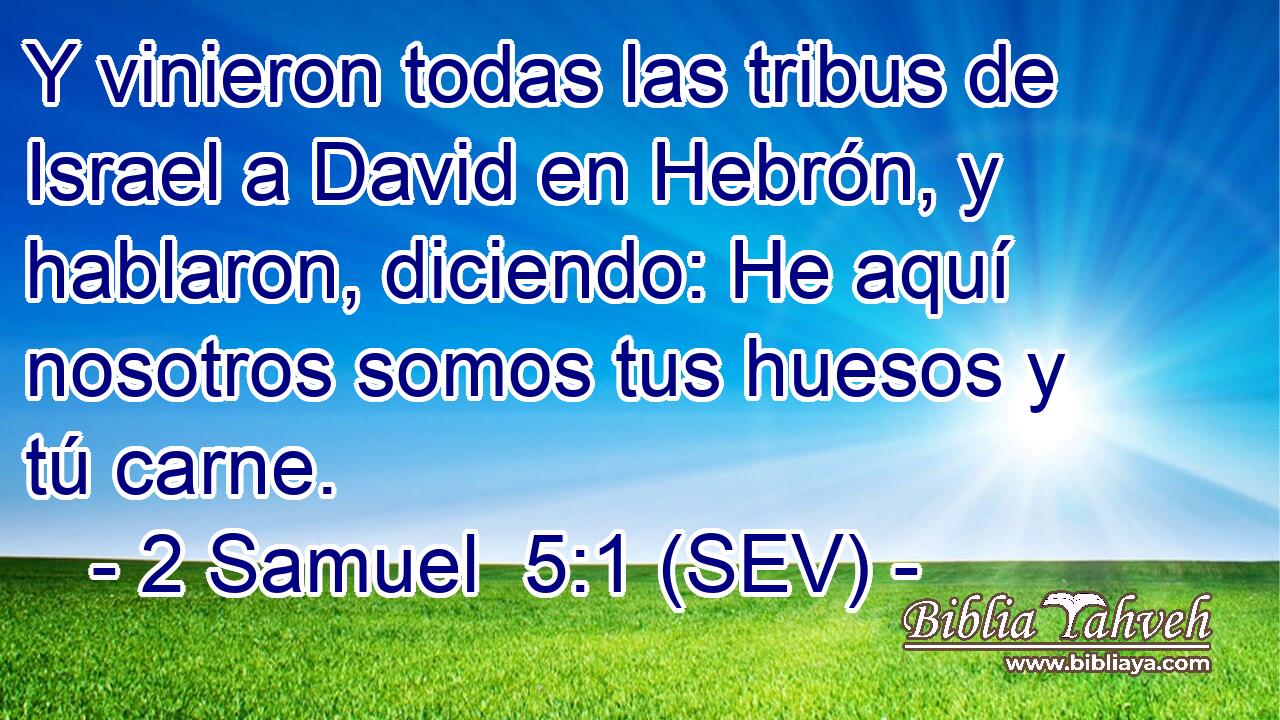 Y vinieron todas las tribus de Israel a David en Hebrón, y hablaron, diciendo: He aquí nosotros somos tus huesos y tú carne.