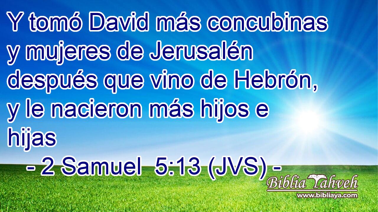Y tomó David más concubinas y mujeres de Jerusalén después que vino de Hebrón, y le nacieron más hijos e hijas