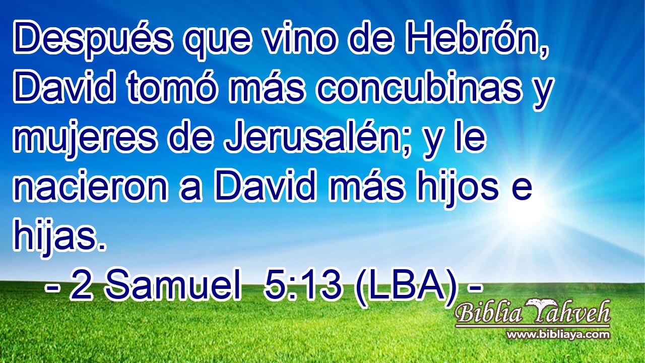 Después que vino de Hebrón, David tomó más concubinas y mujeres de Jerusalén; y le nacieron a David más hijos e hijas.