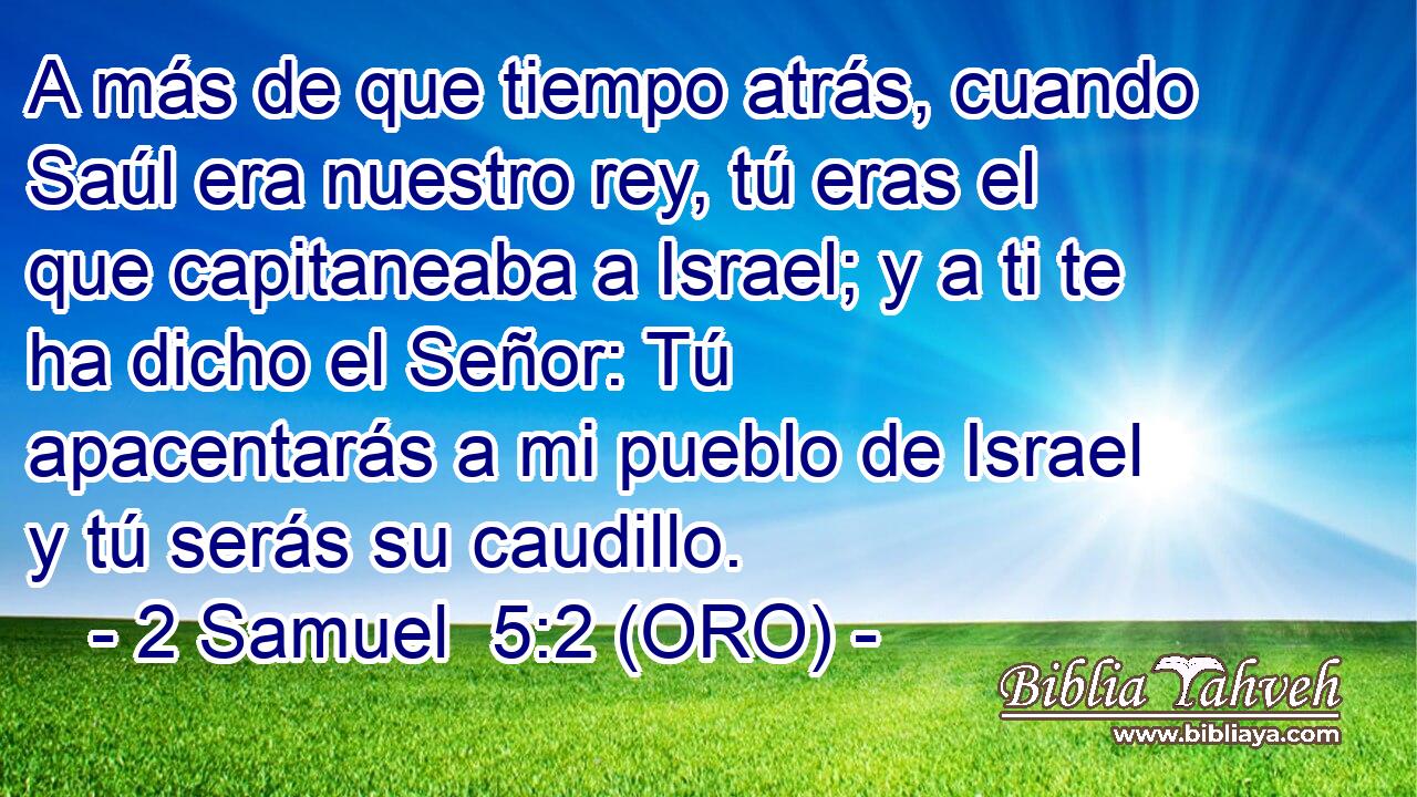  A más de que tiempo atrás, cuando Saúl era nuestro rey, tú eras el que capitaneaba a Israel; y a ti te ha dicho el Señor: Tú apacentarás a mi pueblo de Israel y tú serás su caudillo. 