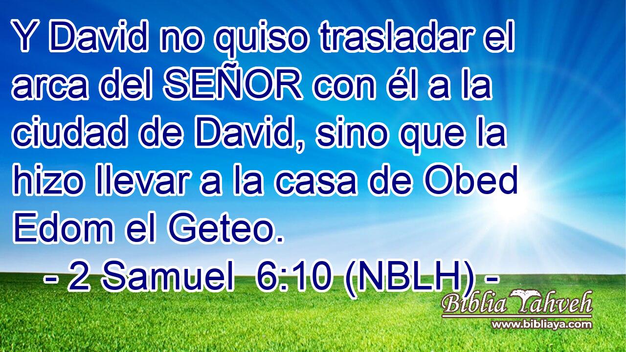  Y David no quiso trasladar el arca del SEÑOR con él a la ciudad de David, sino que la hizo llevar a la casa de Obed Edom el Geteo. 