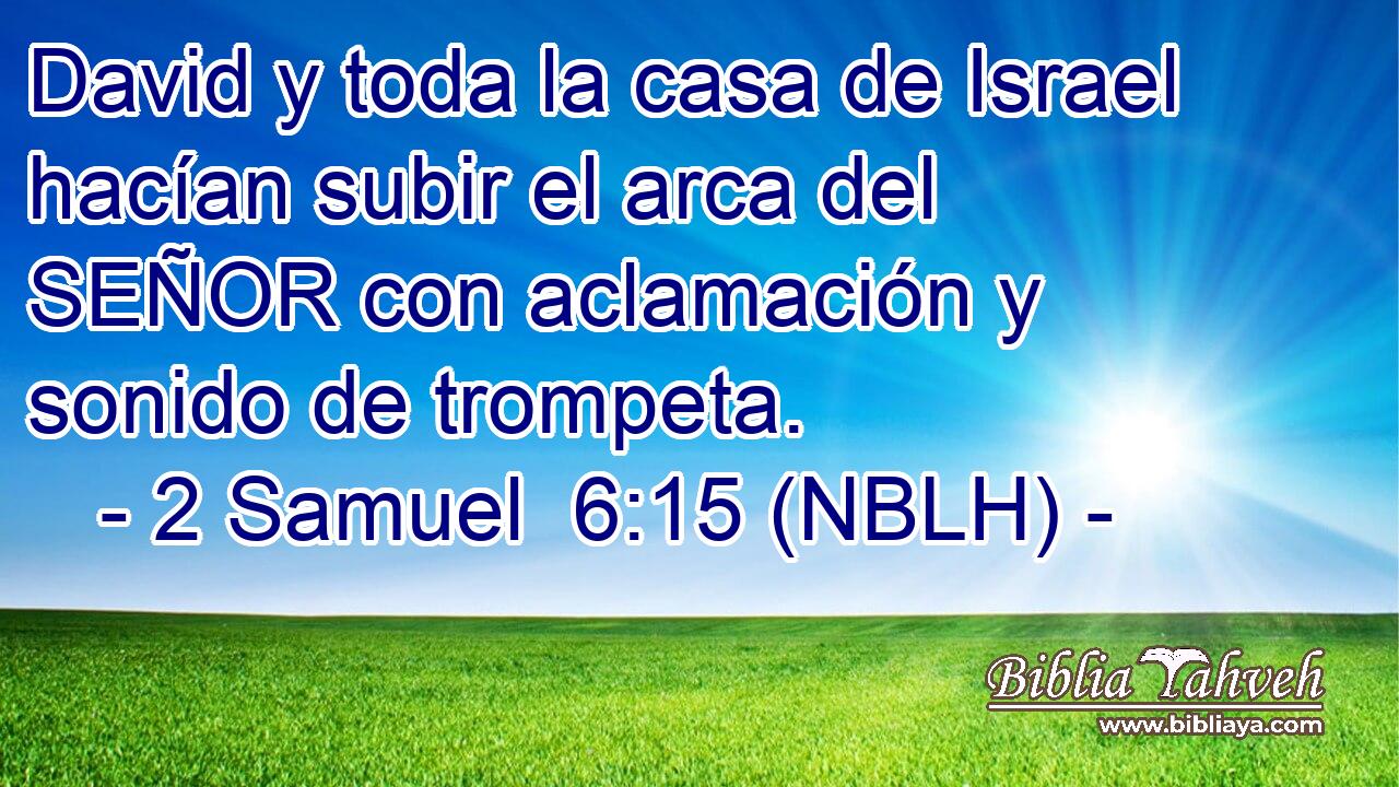  David y toda la casa de Israel hacían subir el arca del SEÑOR con aclamación y sonido de trompeta. 