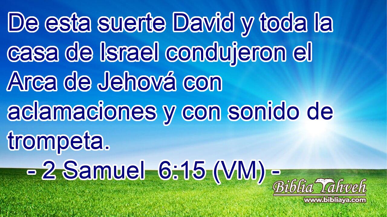  De esta suerte David y toda la casa de Israel condujeron el Arca de Jehová con aclamaciones y con sonido de trompeta. 