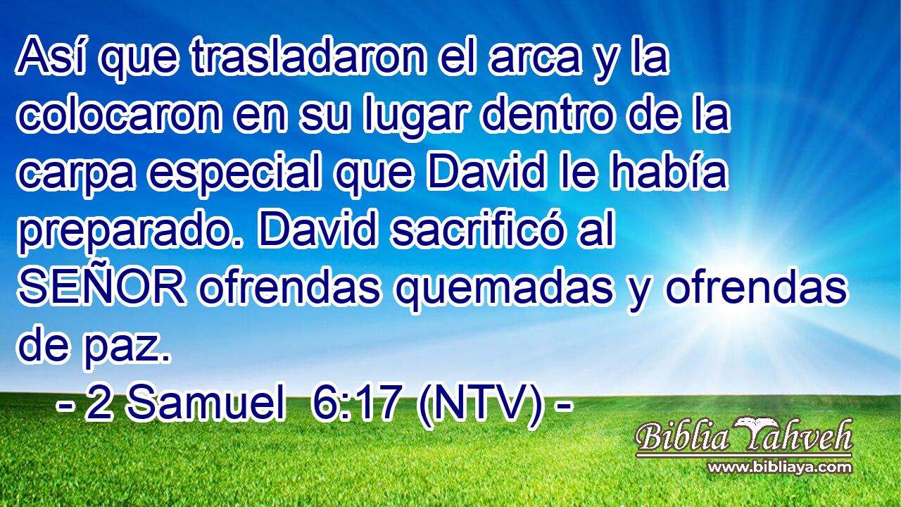 Así que trasladaron el arca y la colocaron en su lugar dentro de la carpa especial que David le había preparado. David sacrificó al SEÑOR ofrendas quemadas y ofrendas de paz.